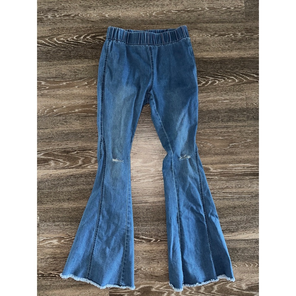 🥳💗HP! Amazon Blue Flare Wide Leg Casual Western Jeans - Picture 6 of 11